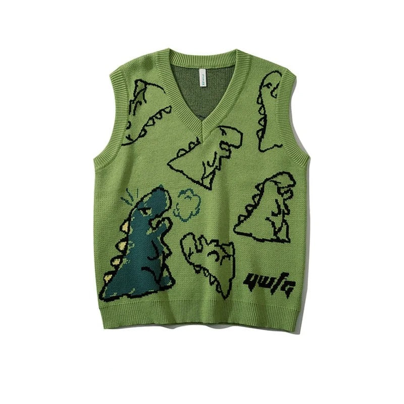 RETRO DINO KNIT SWEATER VEST