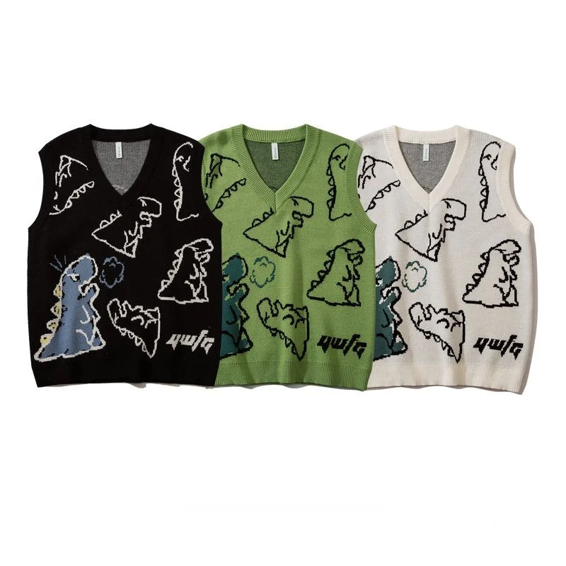 RETRO DINO KNIT SWEATER VEST