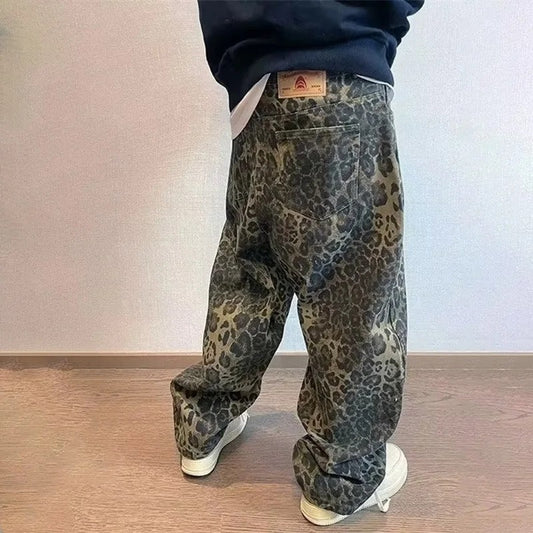 VINTAGE LEOPARD PRINT BAGGY JEANS