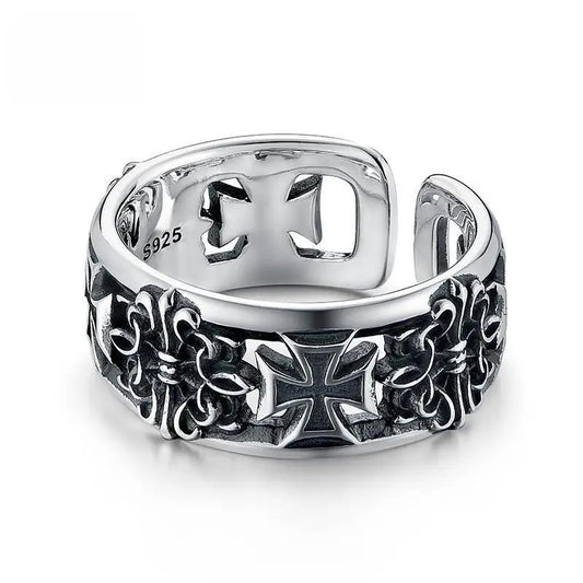 CRUSADER CROSS STAINLESS STEEL RING