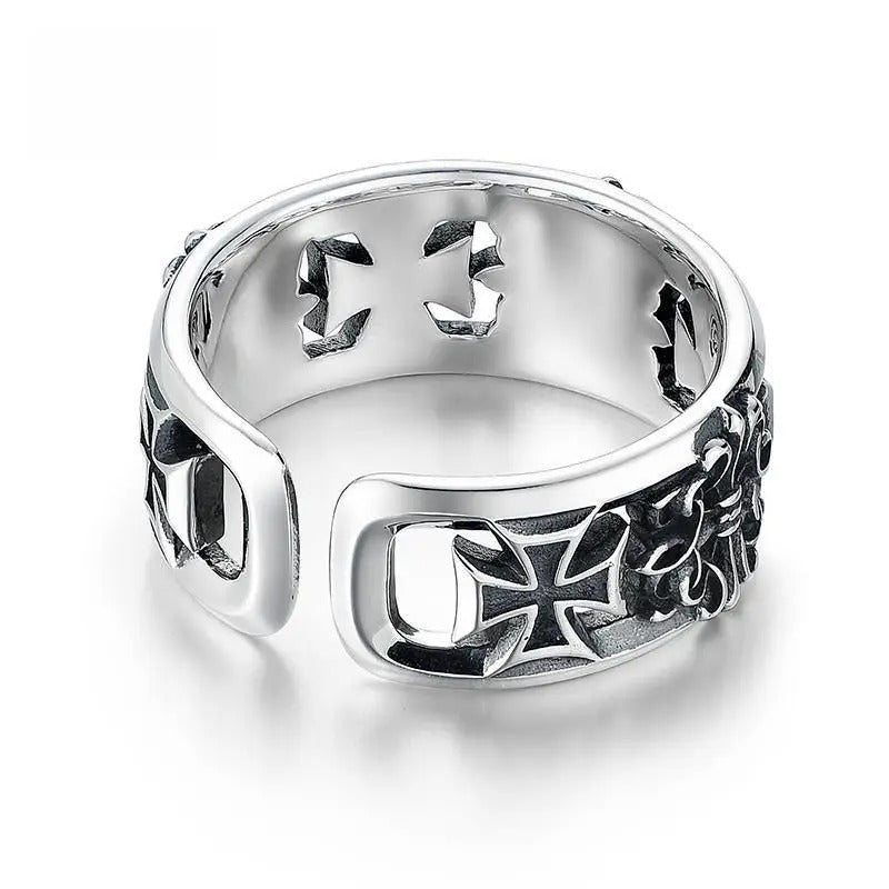 CRUSADER CROSS STAINLESS STEEL RING