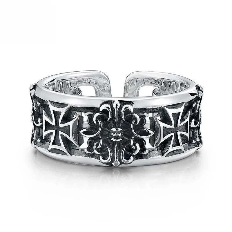 CRUSADER CROSS STAINLESS STEEL RING