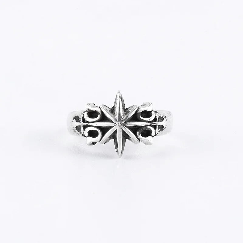 GOTHIC STAR CROSS VINTAGE SILVER RING