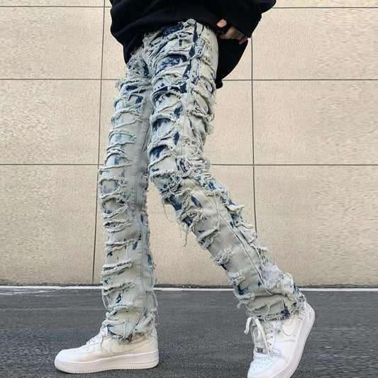SHRED THEORY DISTRESSED STACKED JEANS