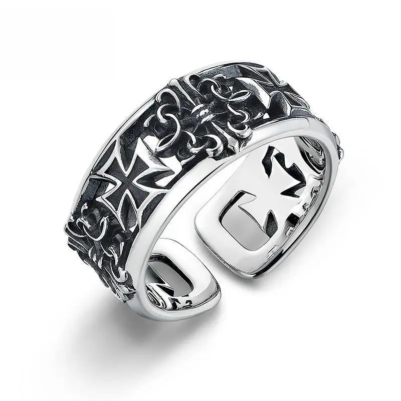CRUSADER CROSS STAINLESS STEEL RING