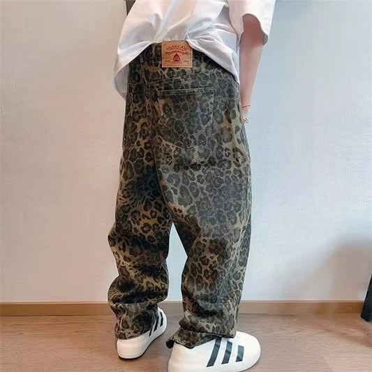 VINTAGE LEOPARD PRINT BAGGY JEANS