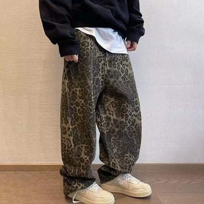 VINTAGE LEOPARD PRINT BAGGY JEANS