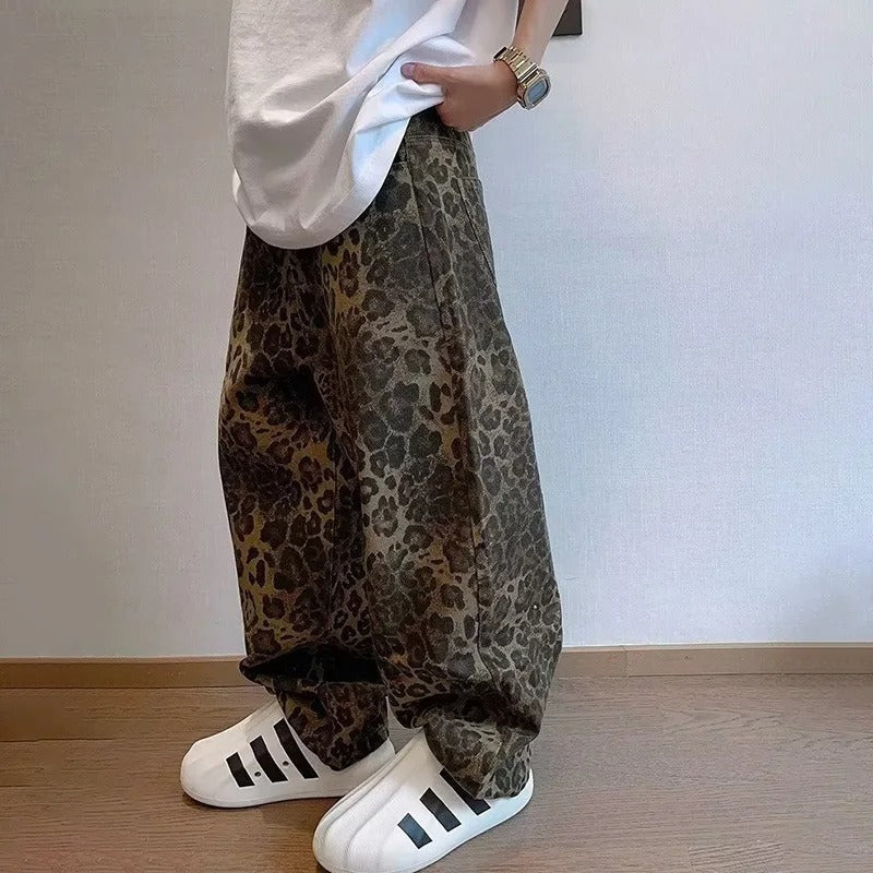 VINTAGE LEOPARD PRINT BAGGY JEANS
