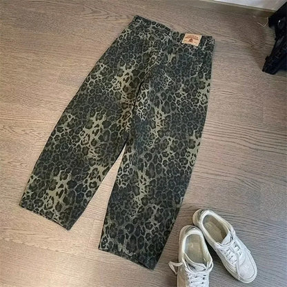 VINTAGE LEOPARD PRINT BAGGY JEANS