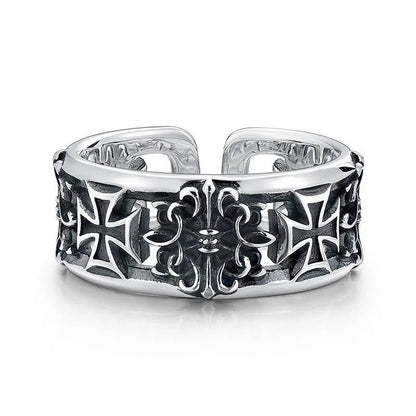 CRUSADER CROSS STAINLESS STEEL RING