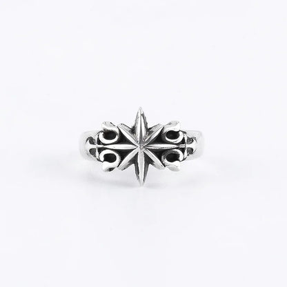 GOTHIC STAR CROSS VINTAGE SILVER RING